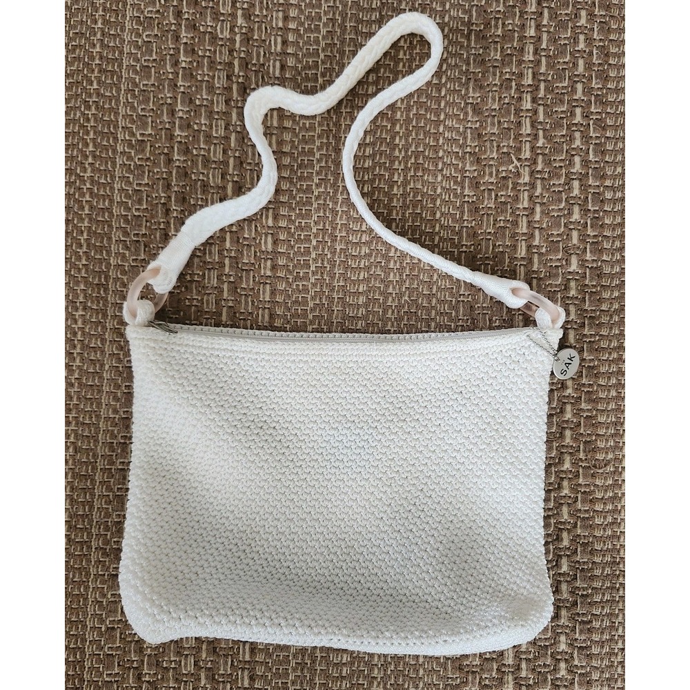 The Sak Crochet Hobo Boho Bag Shoulder Purse Off White Sack Tote Ivory